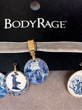 BodyRage Blue & White Porcelain-Style Drop Earrings